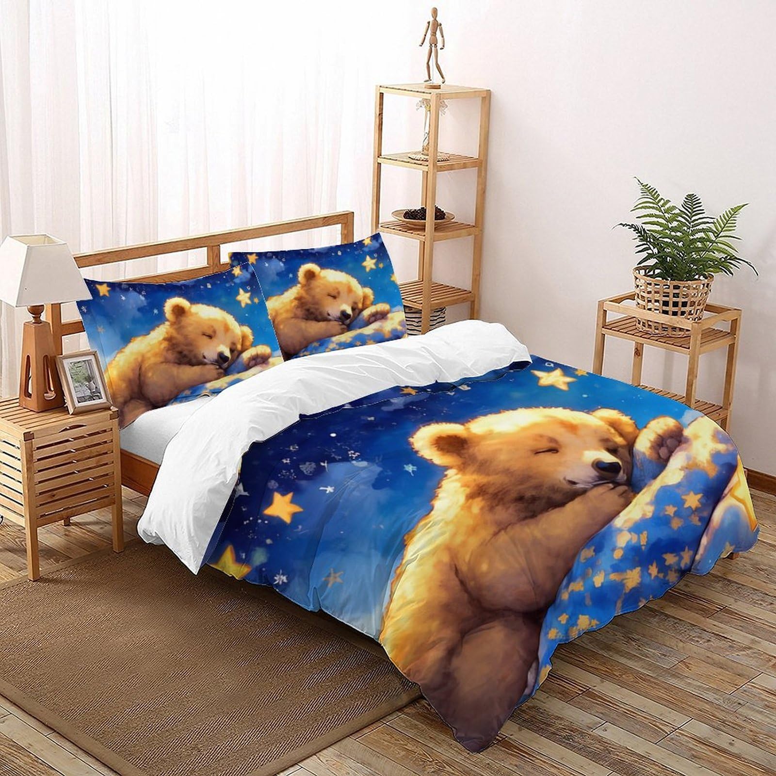 Housses de couette ours en 3D pour lit king size créant une chambre d'enfant douce et ludique