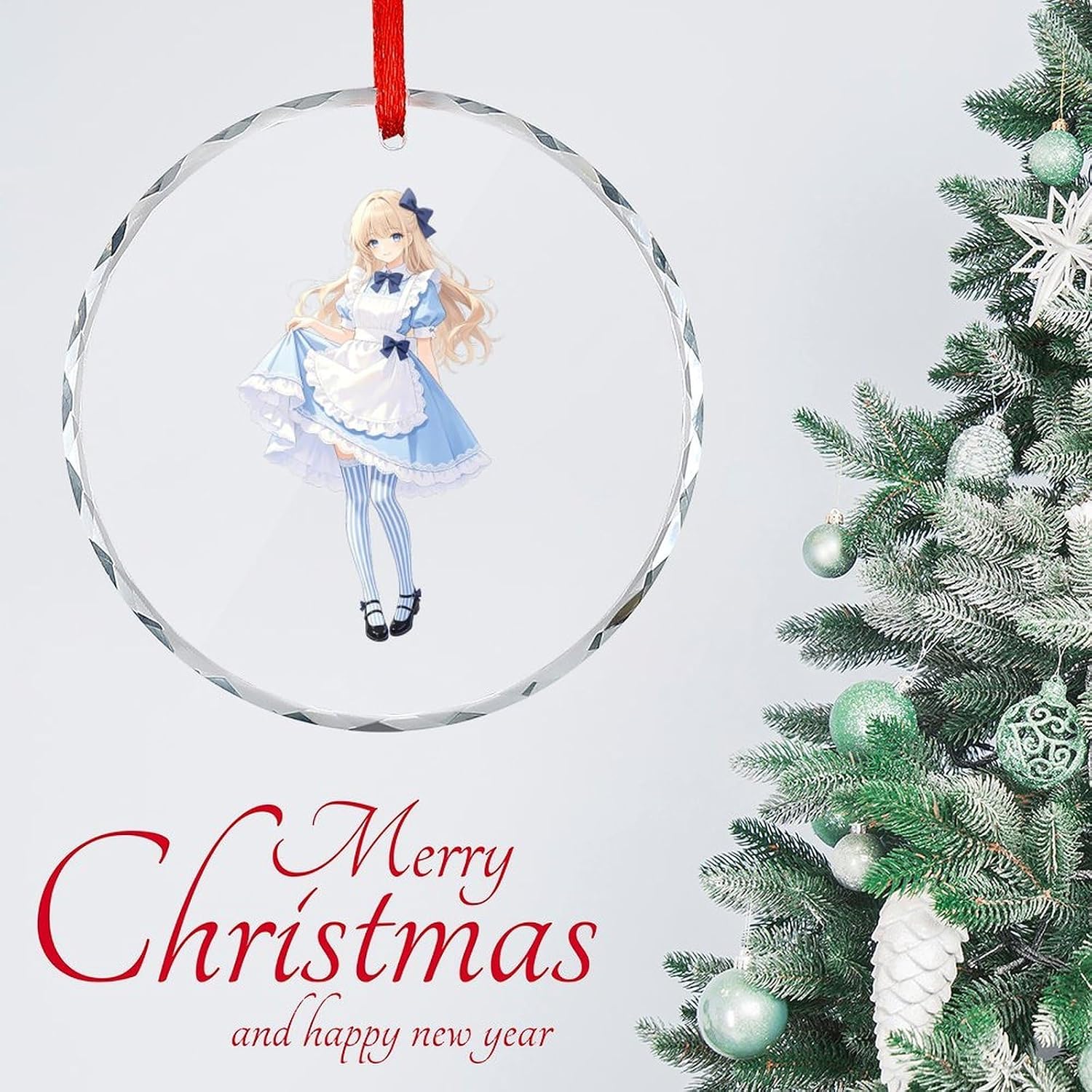 Sweet Anime Girl Christmas Ornaments Crystal Xmas Decor image 3