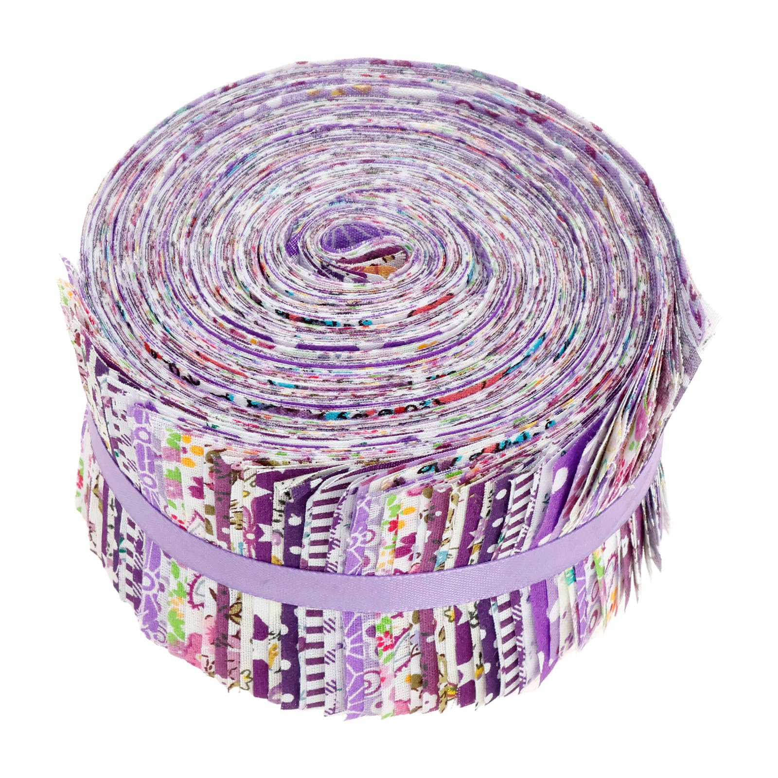 Bobash Purple 80Pcs Jelly Roll Fabric Strips, 100% Cotton Quilting Fabric 2.5 X 20 Inch, Precut Bundle 20 Floral Prints For Sewing, Patchwork, Diy Crafts (Purple)