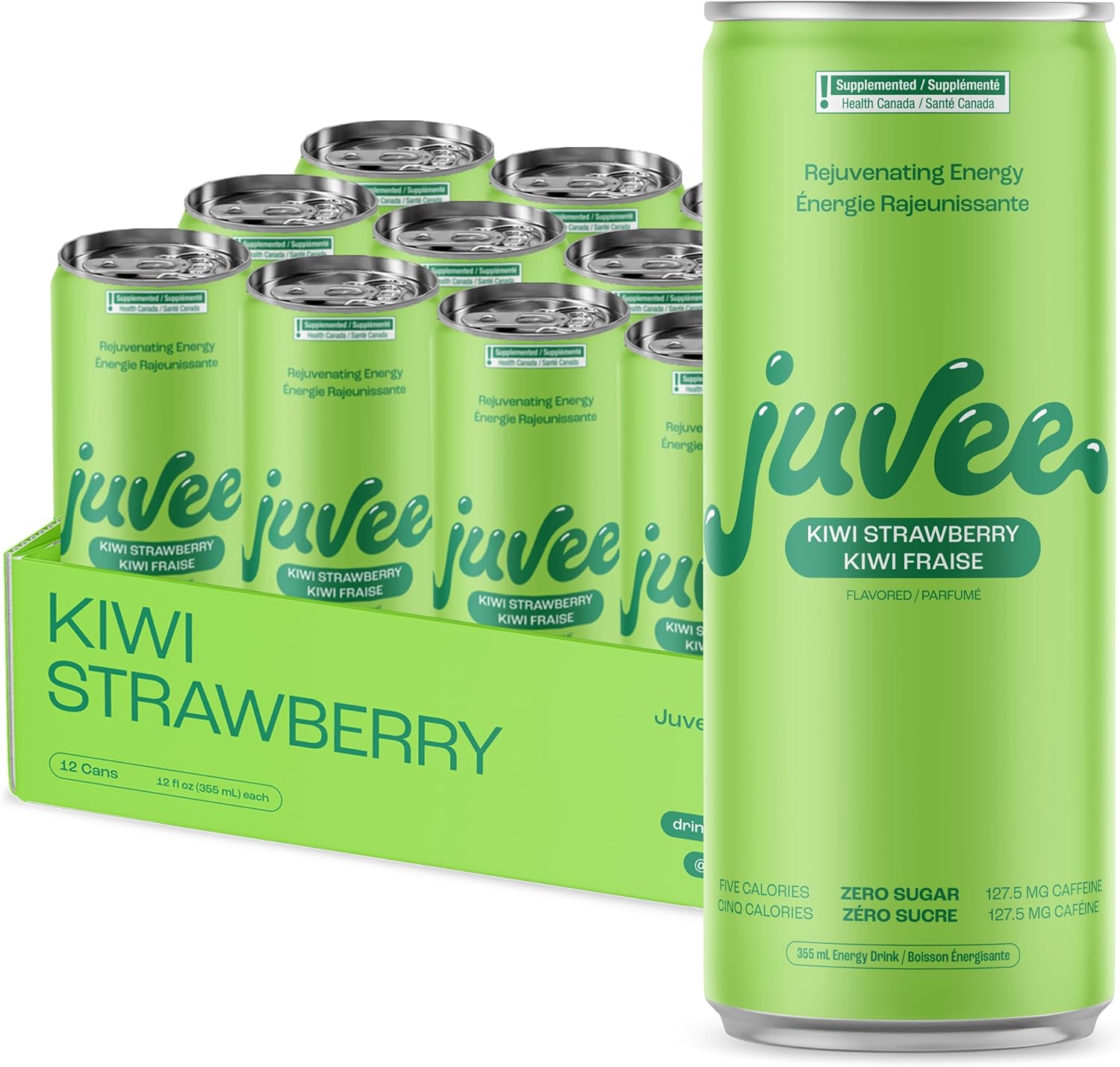 Juvee Rejuvenating Sugar Free Energy Drink, Kiwi Strawberry, Taurine, Vitamin B12, Vitamin B6