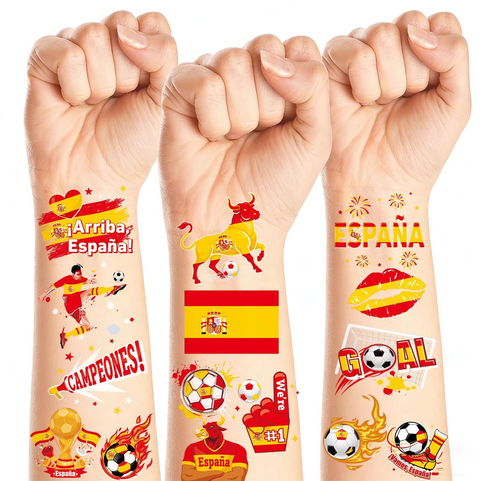 DPKOW 40 Tatuajes de fútbol de la Copa del Mundo de España, Accesorios para aficionados españoles del Mundial 2026 Tatuajes temporales de fútbol regalos de la Copa del Mundo, Decoraciones Mundial 2026 - 1