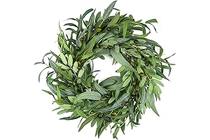 Olive Green Wreath for Front Door, 22-inch All Season Greenery Wreath with...