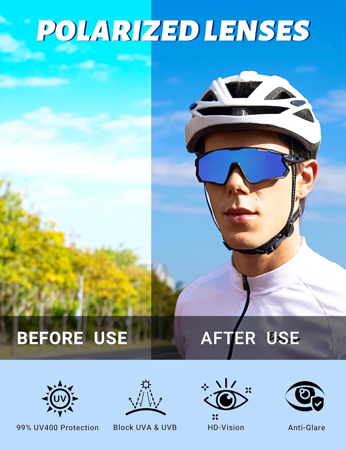 BIRCEN Polarized Baseball Running Sunglasses: TR90 Sports Cycling Glasses for Men Women UV400 Protection for Driving MTB