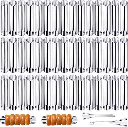 Woohome Juego de 42 moldes de cuerno de crema de tubos de canoli, juego de boquillas de soplo, moldes de cuerno de crema de acero inoxidable,