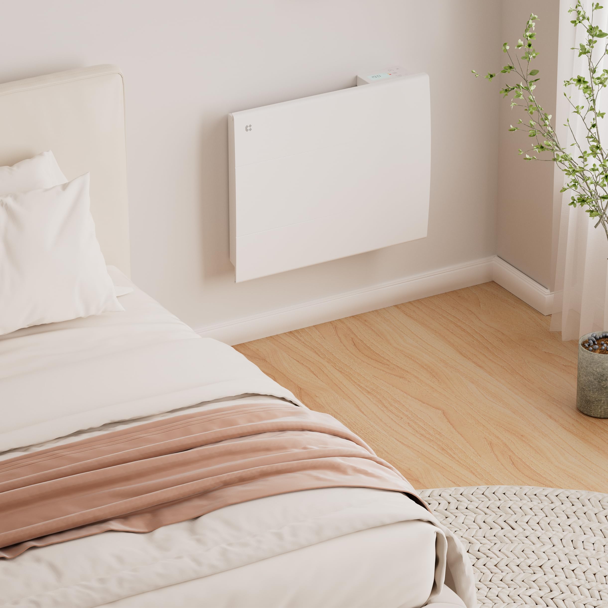 CIARRA CBHT10E Keramik Elektroheizung mit 1000W Wandkonvektor für ca.10㎡ | Elektroheizkörper intelligente Elektrische Wandheizung PID & Hebdo-Programmierung IP24 Badezimmer Schlafzimmer (10-15㎡) Weiß