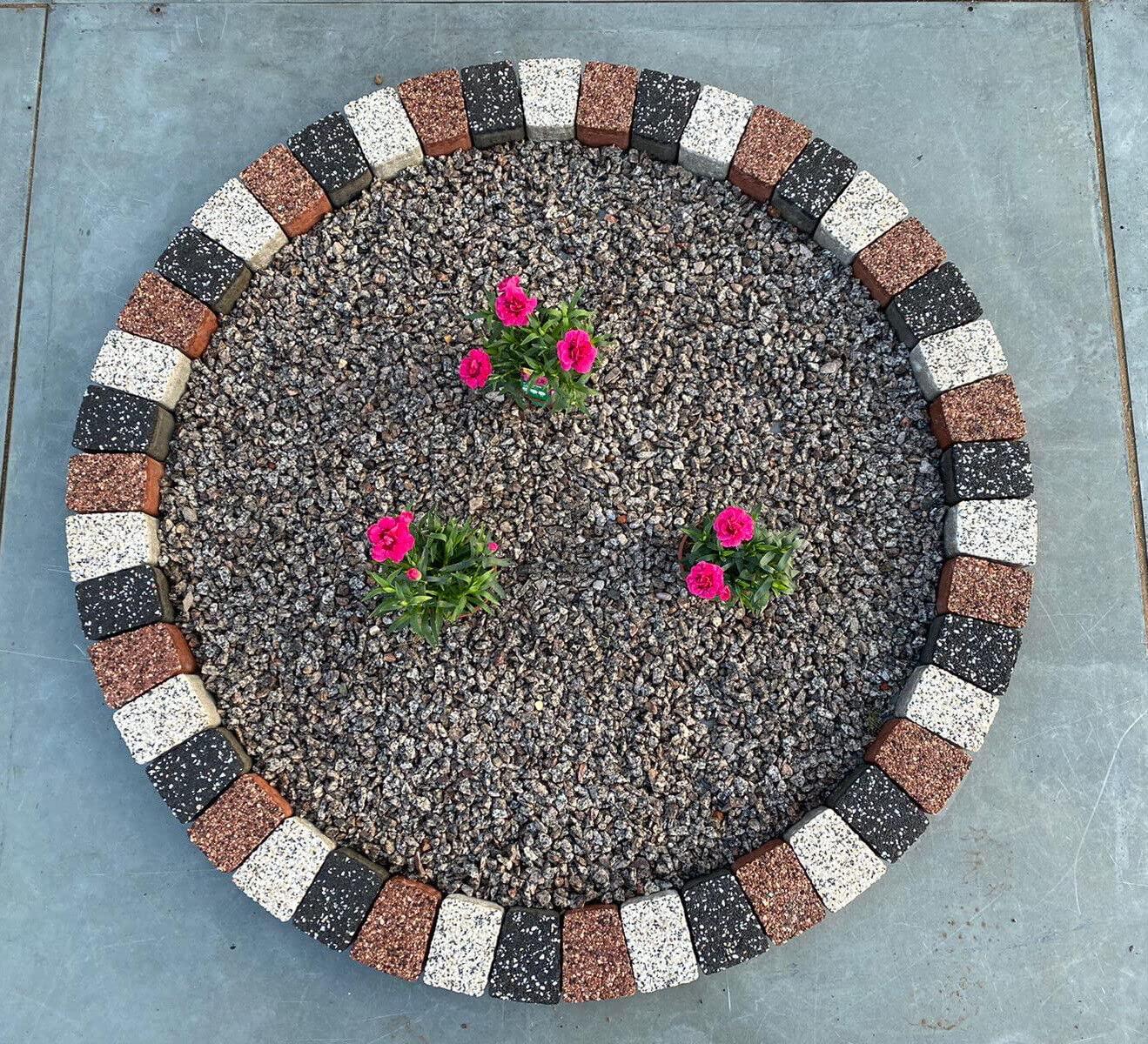 120 cm Garden Stones Circle Tree Surround Granite Bricks Plant Flowers Ring Lawn Grass Border Edging Decorative Concrete Stones Fountain Statue Bird Feeder Base Surround Black Copper White Slabs