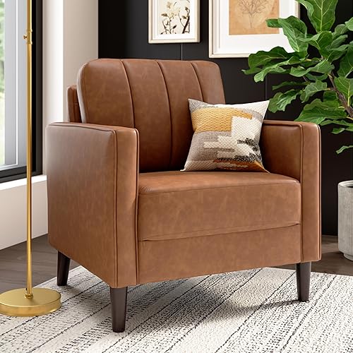 Bush Home 32-inch Accent Chair, Living Room Furniture, Max Collection, Buffed Camel Vegan Leather