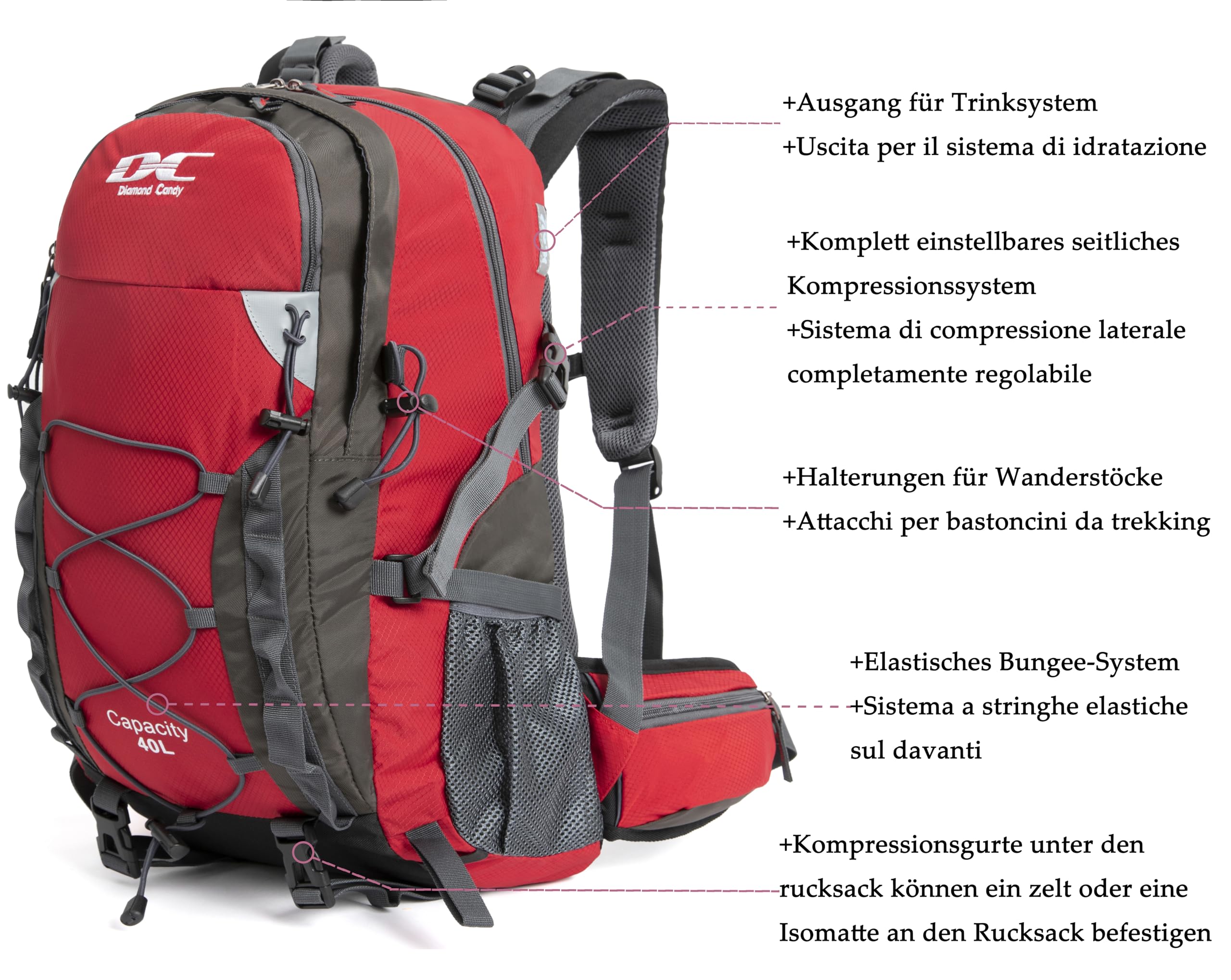 Sac à Dos Randonnée Homme Femme Sac a Dos Voyage 40L Sac à Dos Imperméable avec Housse de Pluie