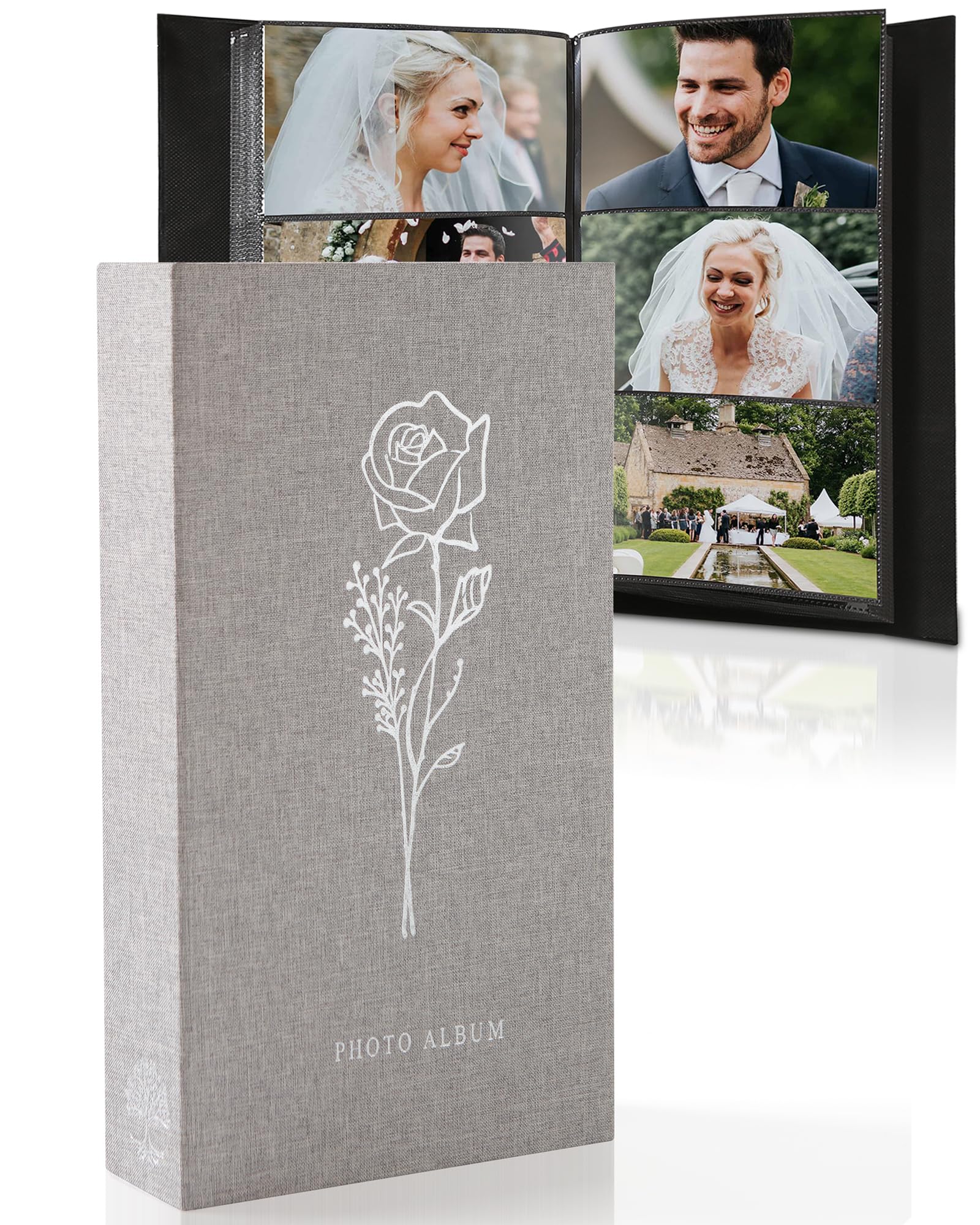 Yuforr Photo Album 300 Photos 6x4, Linen Cover Slip-in Photo Book with 300 Pockets