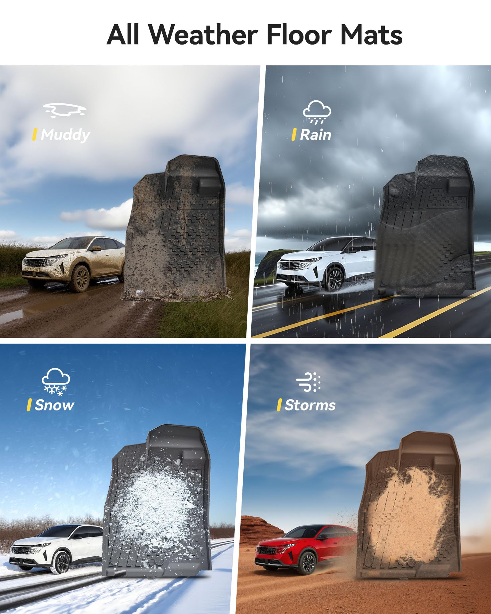 3W Dywaniki Samochodowe i Mata Bagażnika dla Peugeot 3008 2024-2025 (nie dla EV) – Mata Bagażnika Odporna na Psy, z Materiału Thorex™, Dla Wszystkich Warunków Pogodowych, Antypoślizgowe, Wodoodporne