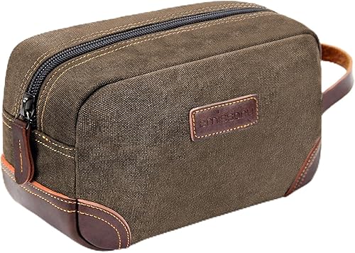emissary Neceser de viaje para hombre, bolsa de aseo de viaje de cuero y lona, kit Dopp para hombres, bolsa de baño de viaje, kit de afeitado para