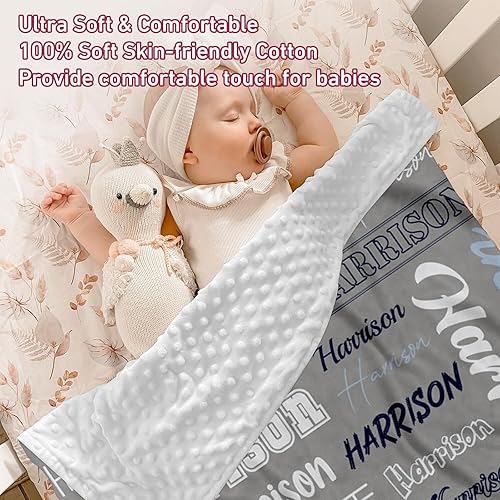Miniatura 4 de Manta personalizada con nombre de bebé, súper suave y cómoda para recién nacidos, mantas personalizadas con nombre, regalos personalizados para