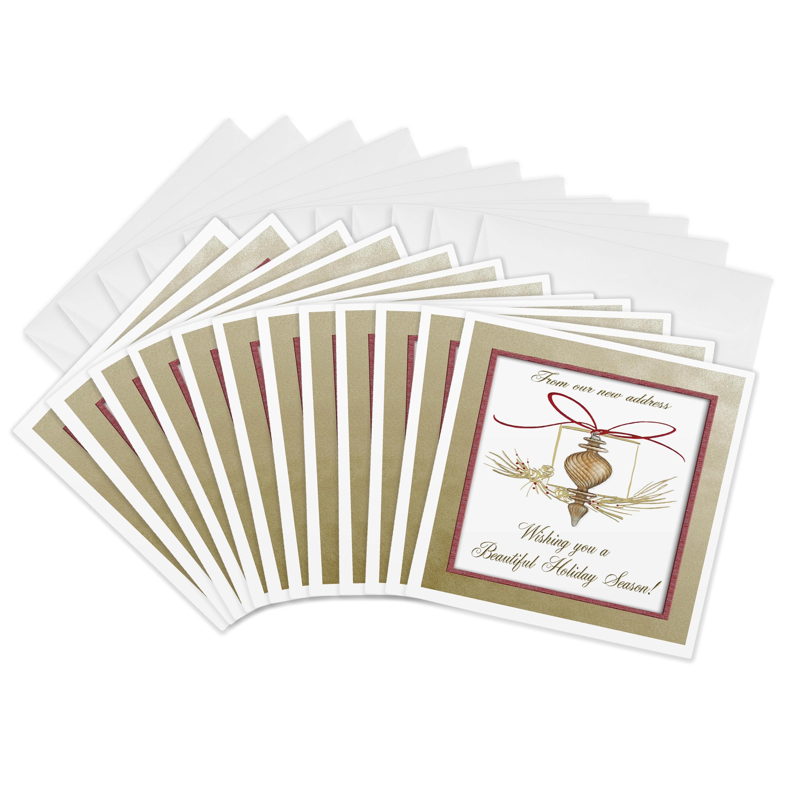 3dRose gc_34206_2 6 x 6-Inch "Gold Glass Ornament, New Address " Greeting Card (Pack of 12)