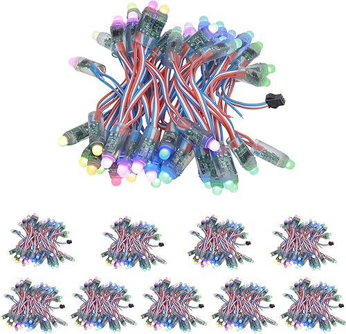 Miniatura 7 de ALITOVE WS2811 - Luz LED RGB digital difundida de 0.472in, módulo de píxeles LED redondo direccionable individualmente IP68 impermeable DC 5V 50