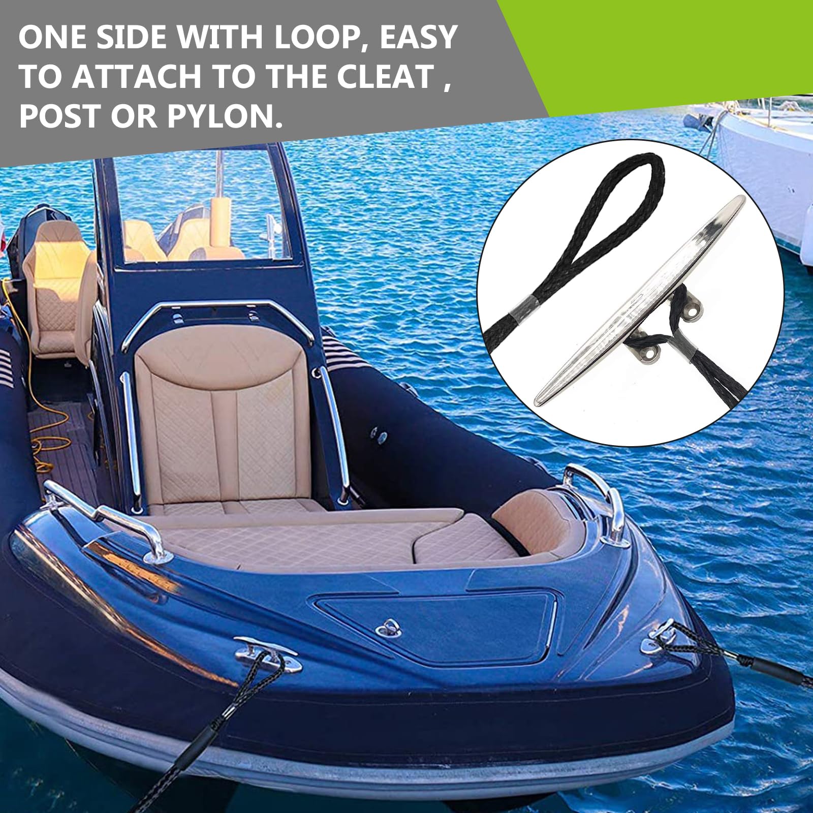 Bungee Dock Line with Hook, 2 pezzi di cima per ormeggio barca, Dock Line Boot ormeggio, bungee dock Line con ormeggio, accessori per barche per kayak Jetski pontoon canoa