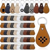 Nosiny 100 Pack PU Leather Keychain Blanks, 10 Colors Bulk DIY Key Fobs for Laser Engraving & Crafts