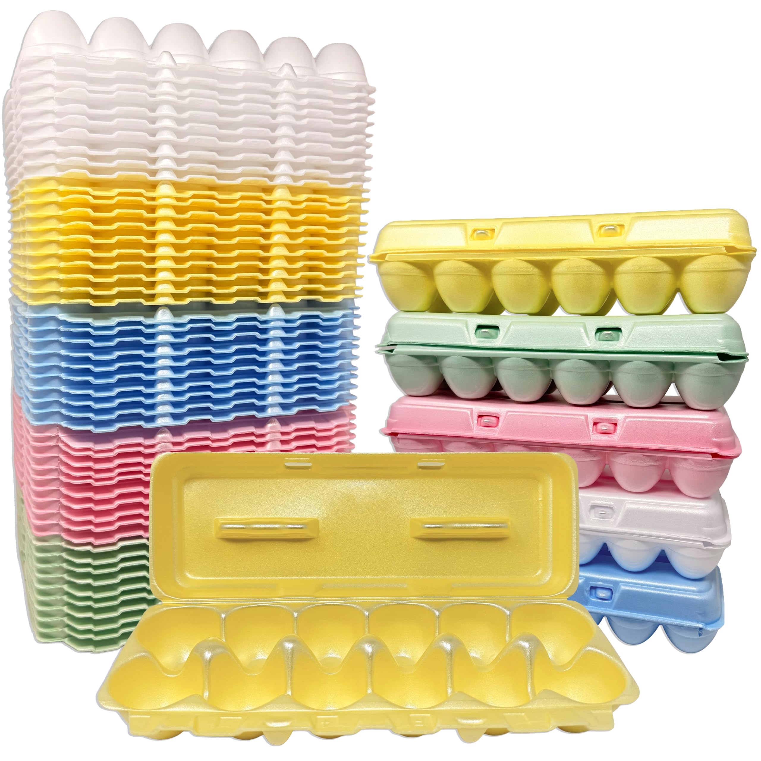 Cackle Hatchery Foam Egg Cartons for Chicken Eggs Holds 1 Dozen Eggs (Assorted, 50pk)