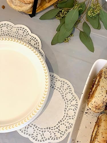 Miniatura 8 de Juego de platos desechables para fiesta en oro resistente, elegante, respetuoso del medio ambiente, biodegradable, sin árbol de caña de azúcar