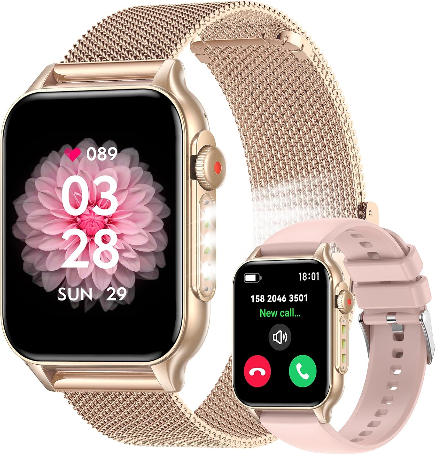 Smart Watches for Women (Answer/Make Call) with LED Flashlight, 1.96″ HD Touch Screen Fitness Tracker with Heart Rate Sleep Monitor, Waterproof Smartwatch with 100+ Sports Modes