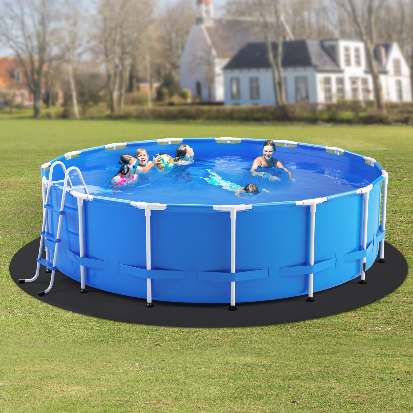 VEVOR Rotondo Rivestimento Piscina, Rivestimento Piscina per Piscine Fuori Terra, Tappetino Piscina Extra Spesso, Materiale Tessuto Geotessile Durevole Sottofondo, 640 cm 180 g/m² Nero