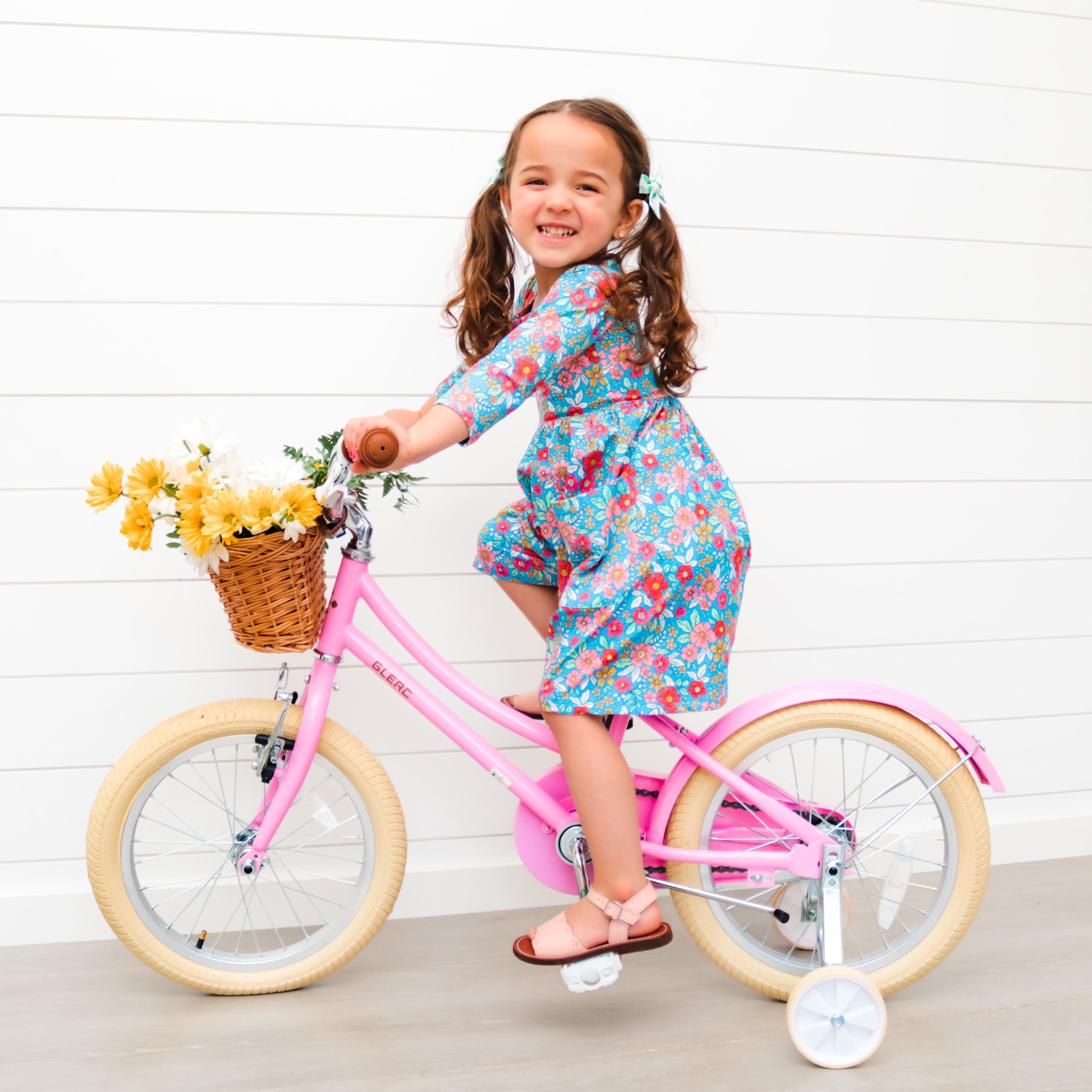 Glerc Bicicleta de niña con Cesta para niños de 3 a 10 años, 12 14 16 20 Pulgadas con Timbre de Cesta y estabilizadores, tamaños — view 8
