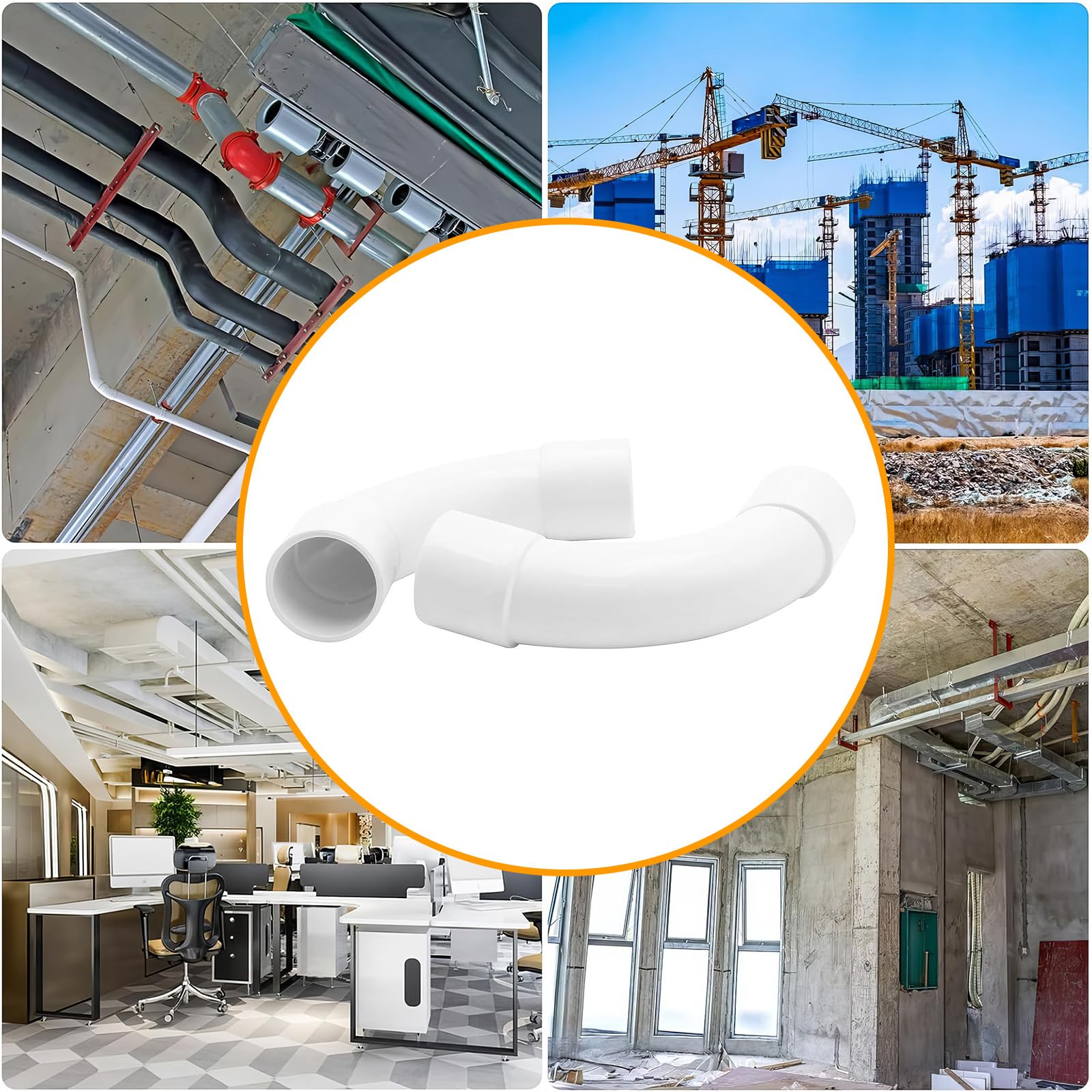 Codo de Tubo,Tubo Redondo Rígido del PVC,Conectores de 90 Grados de Tubería,Tubo de Conducto de Plástico Cable Canal Instalación para Canal Exterior y Interior Casa Sótano Techo,12 Piezas,16mm