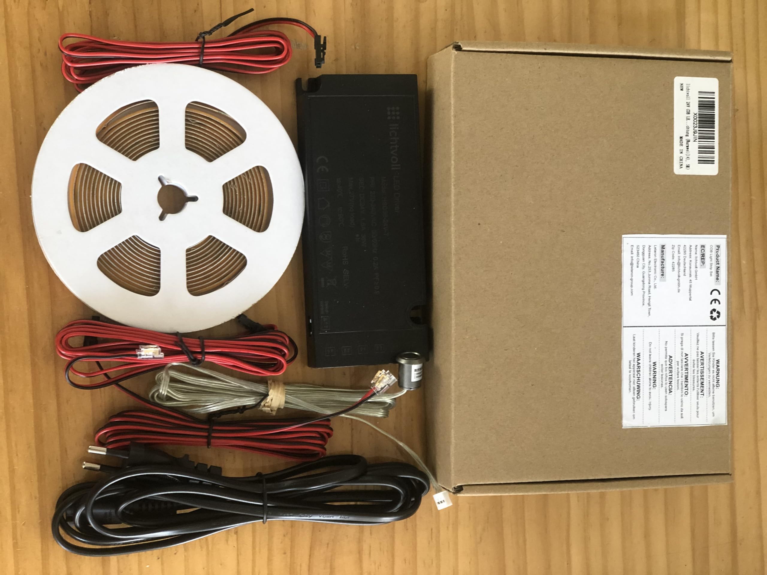 Taśma LED COB 5 m 480 LED/m / 3000 K LED Strip 5 m ciepła z dotykowym ściemniaczem i zasilaczem sieciowym 60 W, oświetlenie podszafkowe, taśma LED do paneli akustycznych, listwa