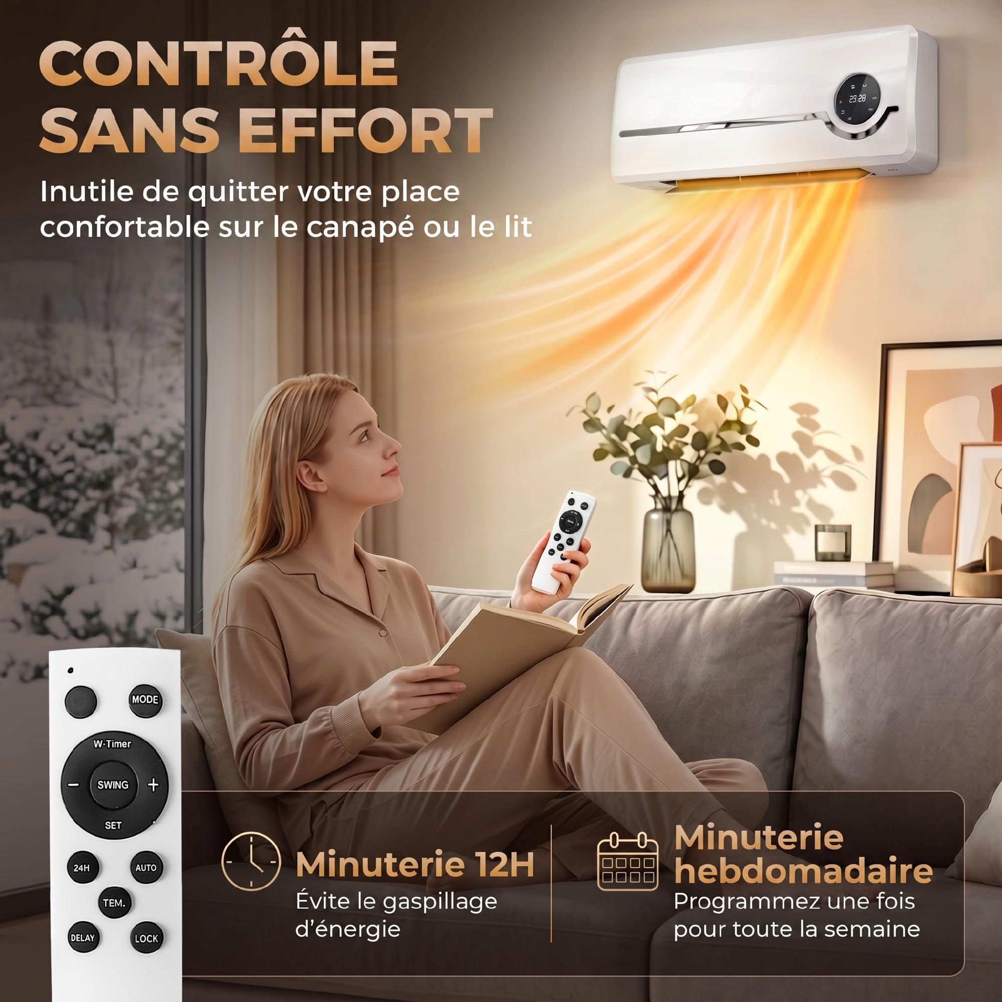 HOMCOM Chauffage Mural en Céramique 1000/2000W Radiateur Électrique Blanc