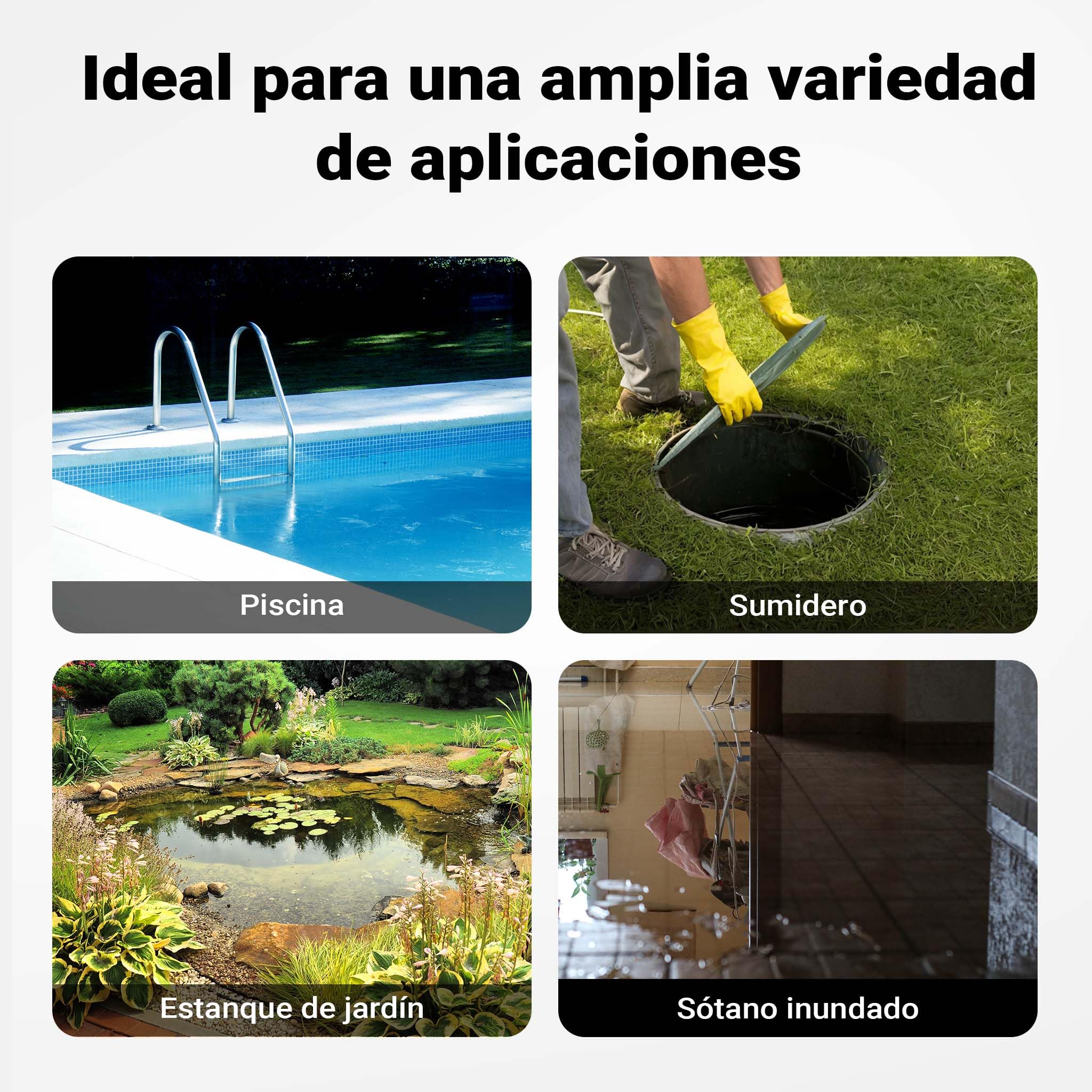 Bomba para aguas residuales caudal 7000 l/h, 400W, altura de 7,5m, transporta partículas hasta Ø5mm