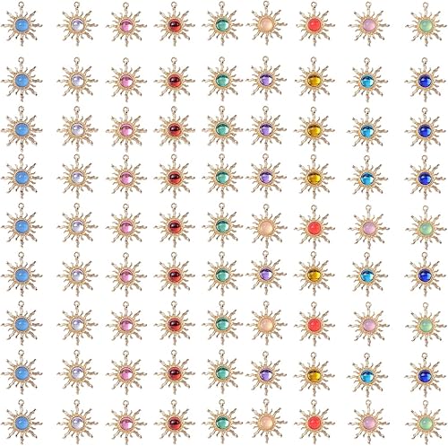 Miniatura 2 de 20 piezas de piedras acrílicas coloridas suministros para manualidades, dijes de sol, colgantes para bricolaje, collares, pulseras, decoración de