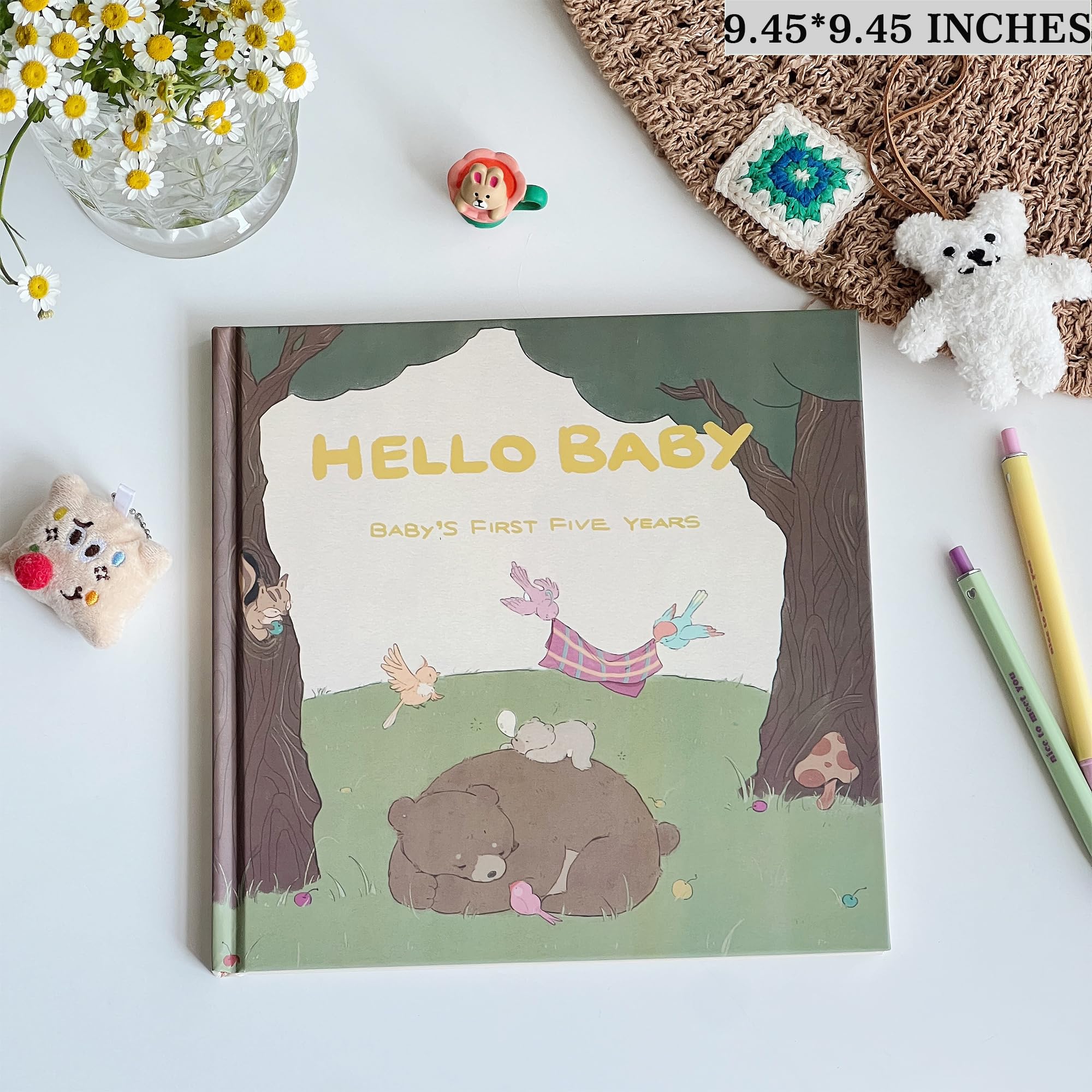 Baby Book Keepsake - Baby Memory Book First 5 Years, Baby Shower Gifts for Boys or Girls, Baby Photo Albums to Record Growing Milestones, Hand-Drawn Aesthetic Cover and Inner Pages