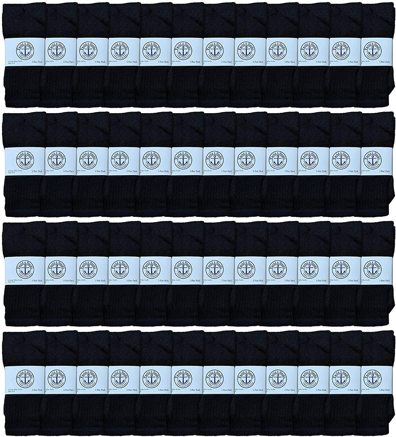 48 Pairs Of Yacht & Smith Wholesale Kids Tube Socks, Childrens Cotton Referee Sport Socks Size 6-8