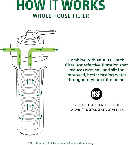 Vista 3 de AO Smith Filtro de sedimentos de agua para toda la casa - Sistema de filtración de una etapa de válvula en cabeza - Certificado NSF - AO-WH-PREV