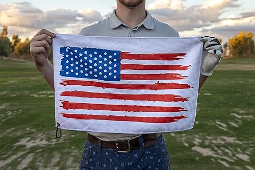 Miniatura 2 de Toalla de golf con clip de la bandera americana, toallas de golf de microfibra de 24 x 16 pulgadas