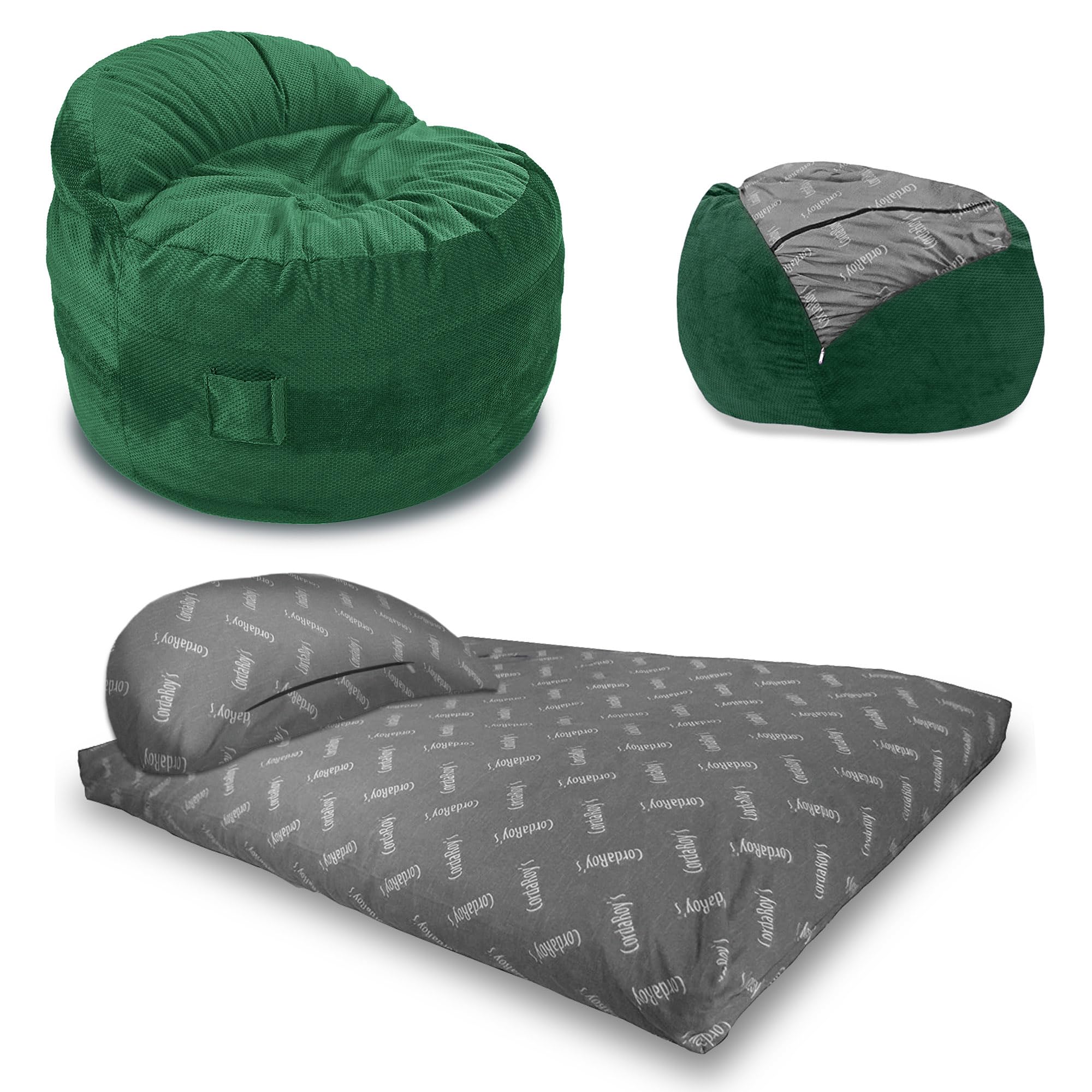 CordaRoy's Oversize Chenille Bean Bag Chair, Converts to Full Bed for Adults, Charcoal - Walmart.com | CordaRoy's Chenille Bean Bag Chair, Convertible Chair Folds fr | 子ども用ビーズクッション