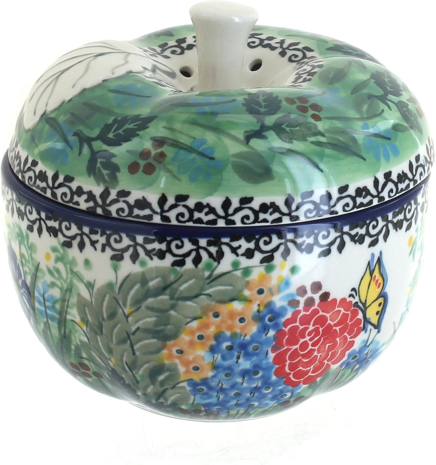 Blue Rose Polish Pottery - Green Teresa Apple Baker - 5" Diameter - Unique Baker for Apples, Durable Bakeware, Dishwasher Safe Bakeware