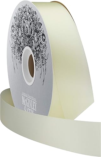 Miniatura 5 de McGinley Mills - Cinta de satén de acetato de 1.3 pulgadas de ancho, color blanco, carrete de 100 yardas