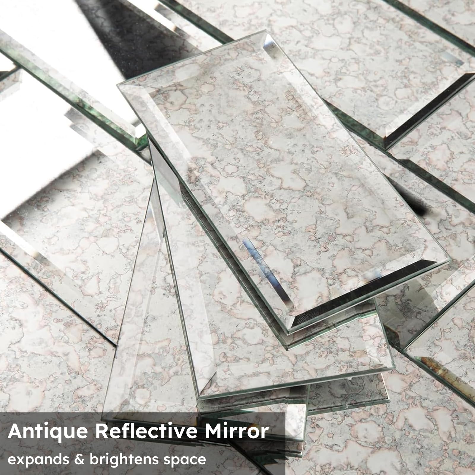 Dosseret Autocollant Miroir Métro Argent - Carrelage Peel And Stick 4x12 Pouces - Brillant
