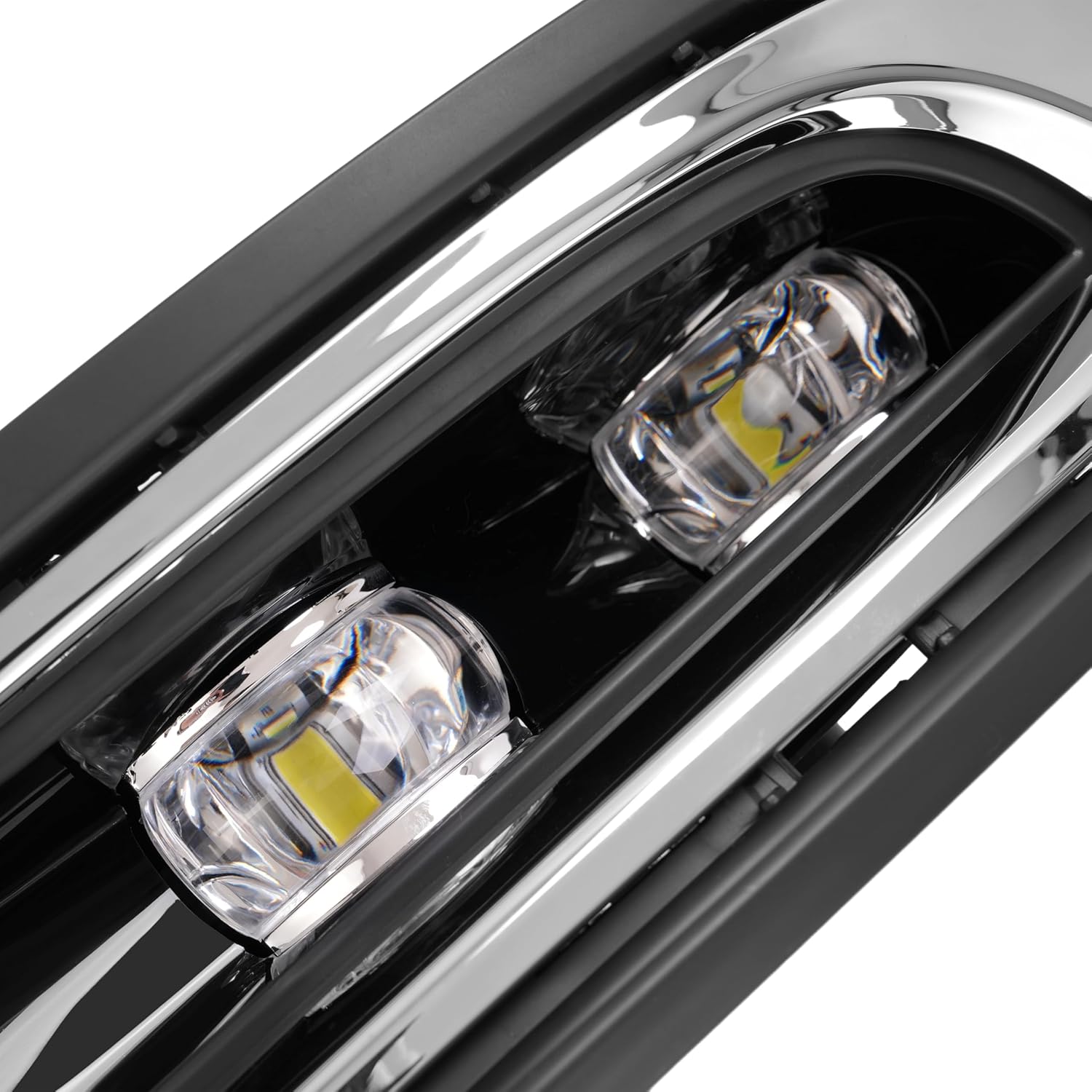 HECASA Pair LED Fog Light&Bezel&Molding Compatible with 2015-2024 Chrysler 300 Replacement for CH2592154 CH2593154 CH1038172 CH1039172 Fog Lamp Assembly Clear Lens Black Housing Driver&Passenger Side