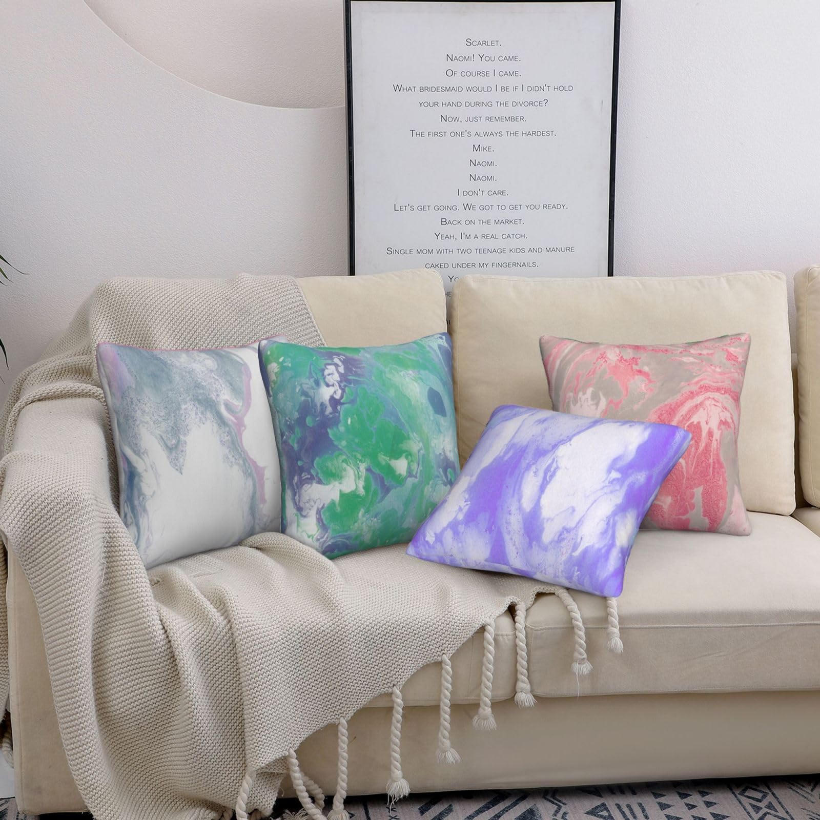Housse de Coussin 75x75cm Lot de 4 Coussins décoratifs Cyan Peluche Courte Carré Taie D'Oreiller Vert Housse Coussin with Invisible Zipper ,pour Canapé Jardin Maison Oreiller d'Extérieur Décor30x30in