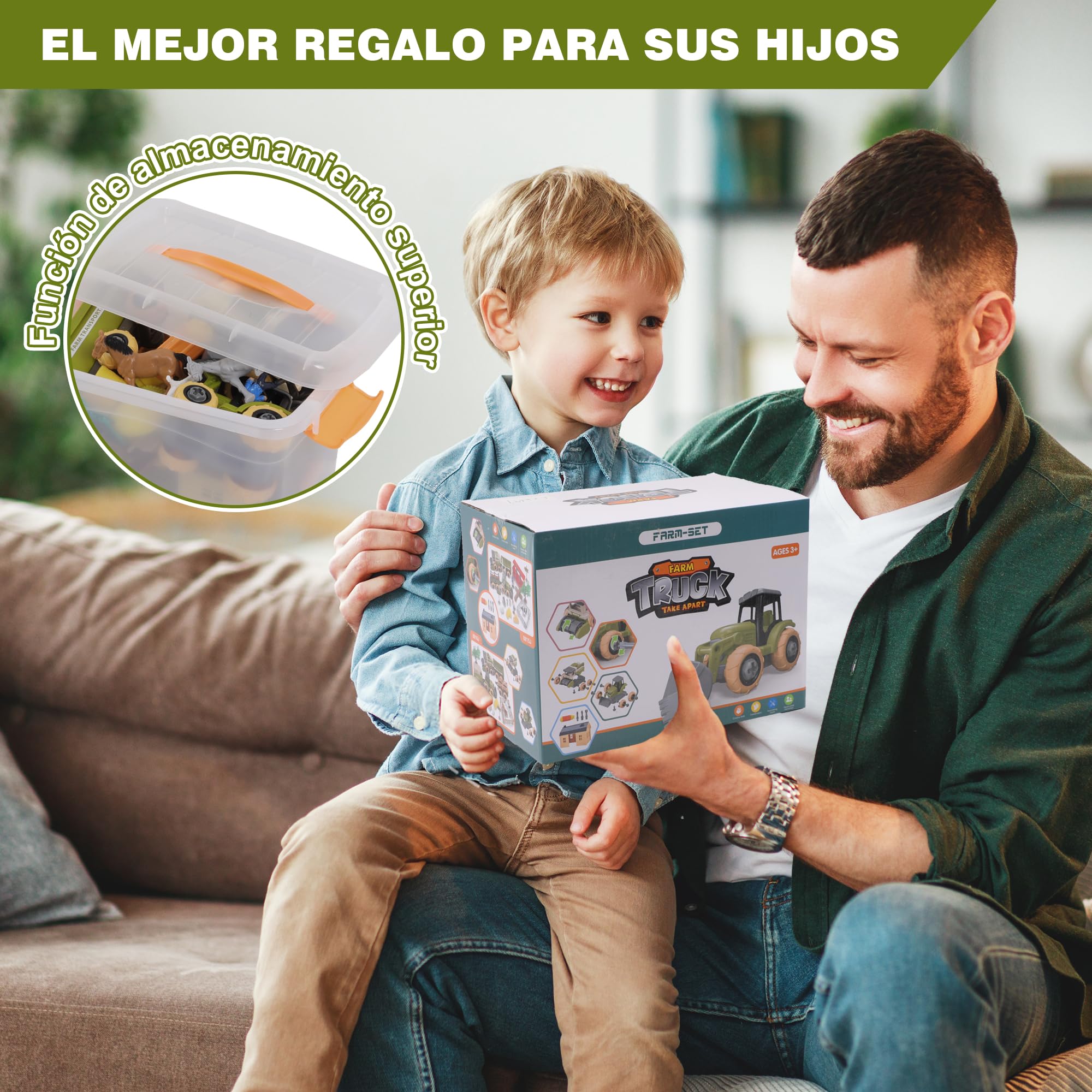Herefun 29 Piezas Granja Tractor Juguete, Juego con Casa y Animales, Juguete Educativo para Niños 3-8 Años, Regalos de Cumpleaños
