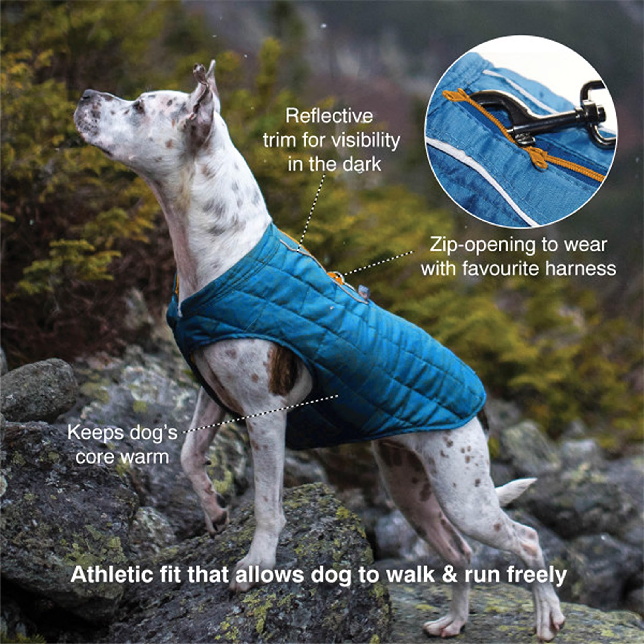 Kurgo Loft - Cappotto Reversibile per Cani, Resistente all'Acqua, Riflettente, Leggero, Compatibile con Imbracatura - Rosso/Grigio, XL