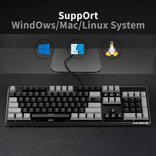 Miniatura 7 de Teclado mecánico para juegos de tamaño completo, tira de luz lateral envolvente + teclado retroiluminado con interruptores mecánicos lineales,
