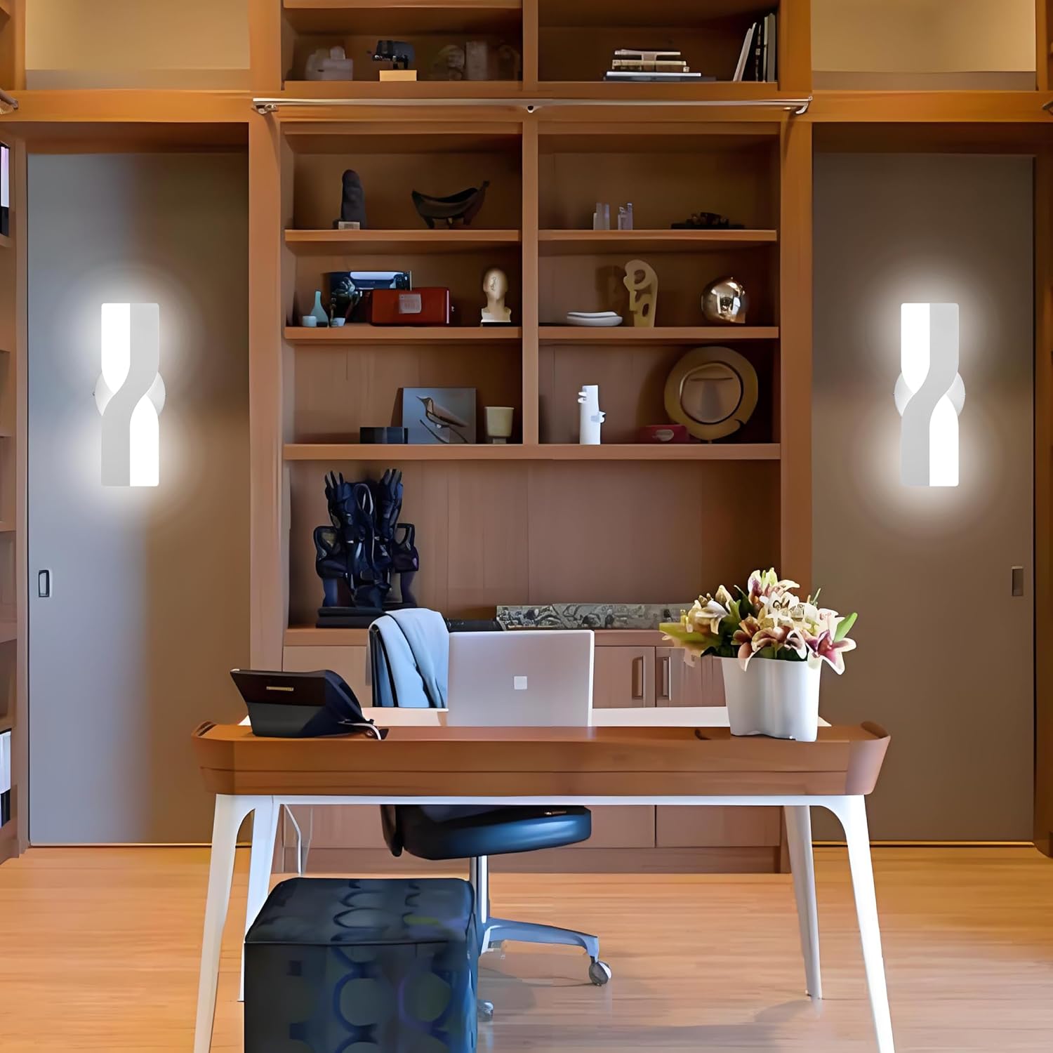 Kawell 12W Minimalist LED Wall Light 1%-100% Dimming Modern Wall Sconce Hardwired Indoor Wall Lamp Square for Bedside Hallway Study Kitchen, White 6000K