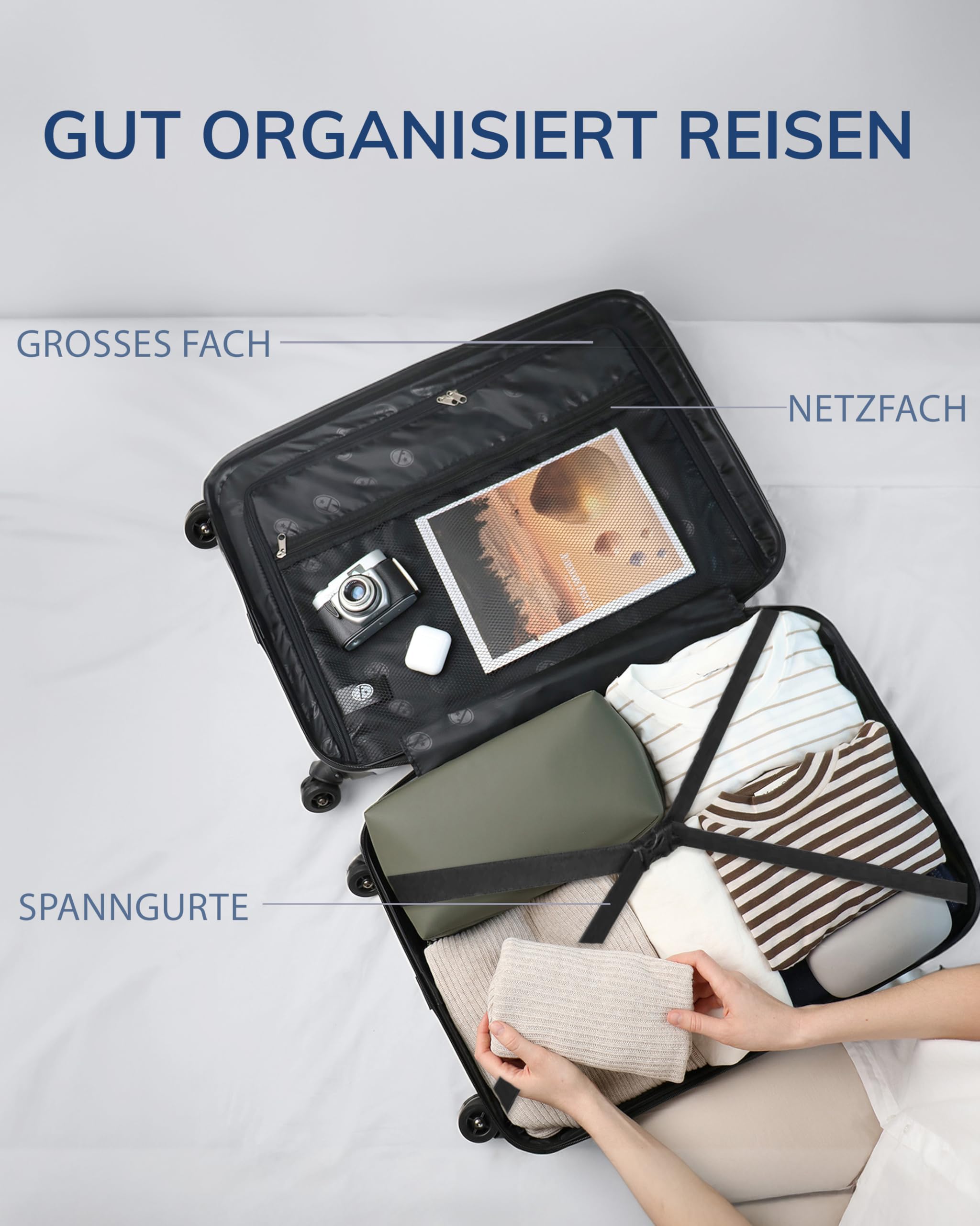 FERGÉ Kofferset 3 teilig Hartschale TSA-Zahlenschloß Cannes Reisekoffer Trolley-Set (Handgepäck, L, XL) 3er Set Hartschalenkoffer Roll-Koffer 4 sanfte Rollen - sehr robuster Polycarbonat Koffer