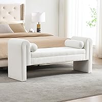 Vista 23 de Banco de almacenamiento al final de la cama para dormitorio, banco de almacenamiento de terciopelo tamaño King de 65" con 2 almohadas, banco sofá