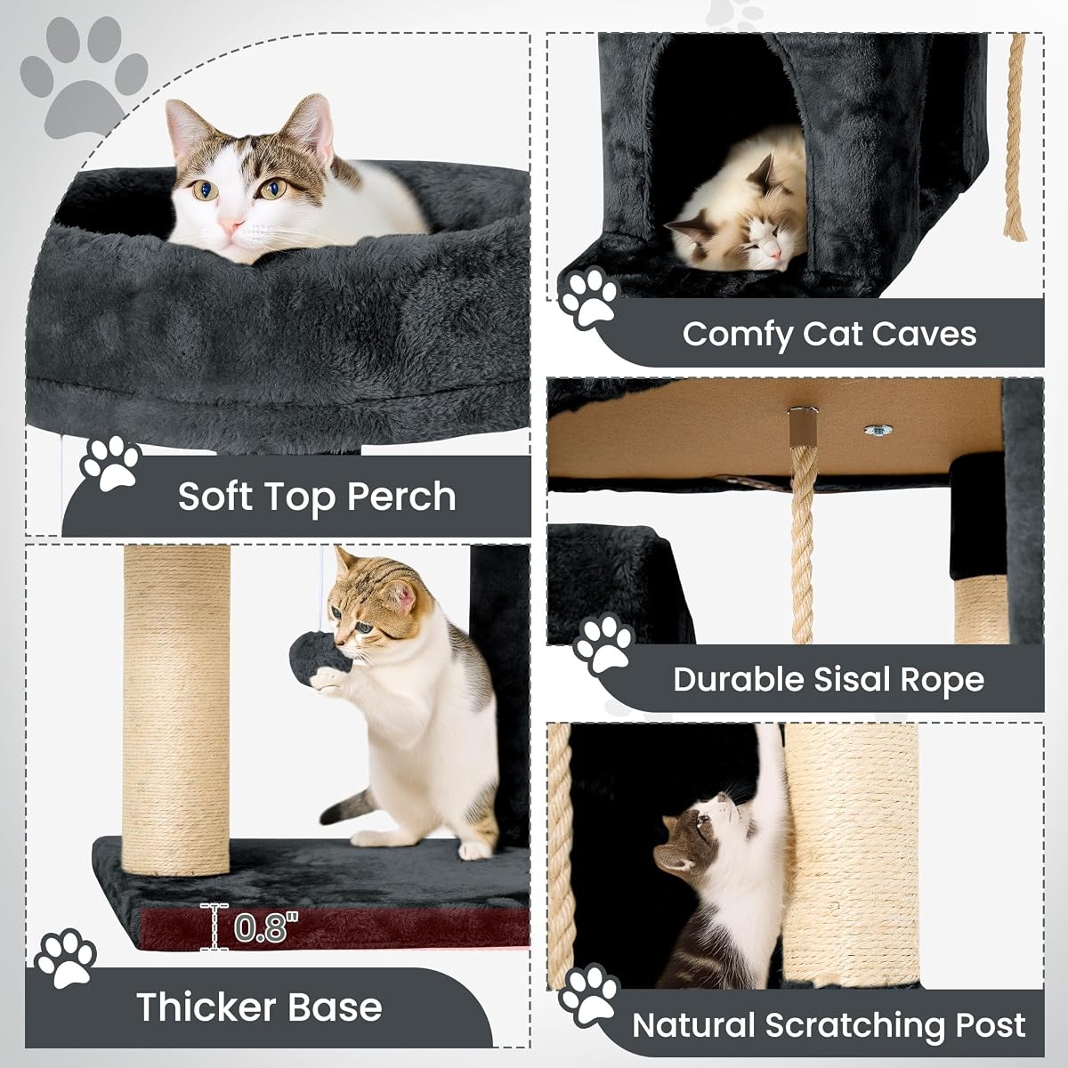 Yaheetech Cat Tree Tower with Condo & Hammock & Scratching Post, Heavy Duty, 54" Height view 4