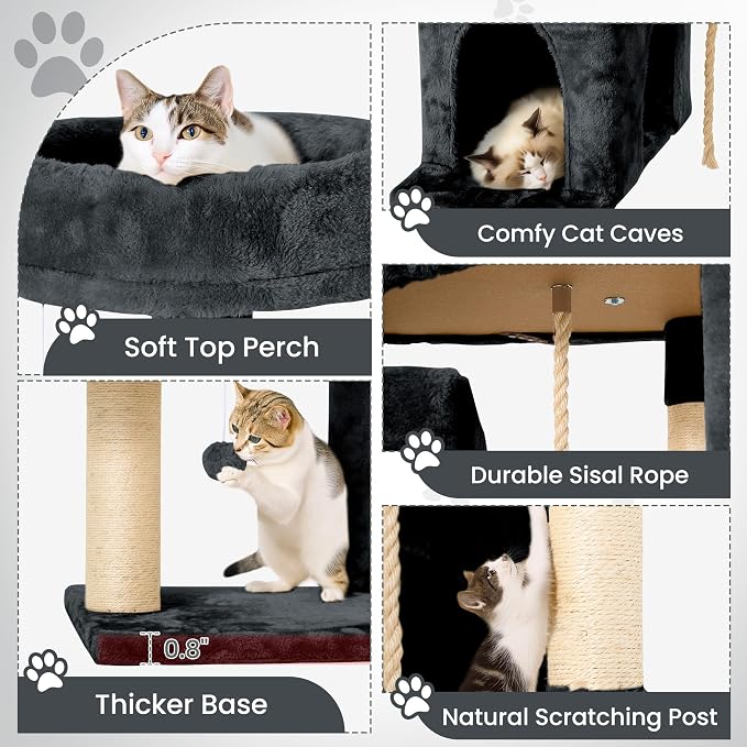 Árbol rascador grande para gatos 58.5 pulgadas interior miniatura 4