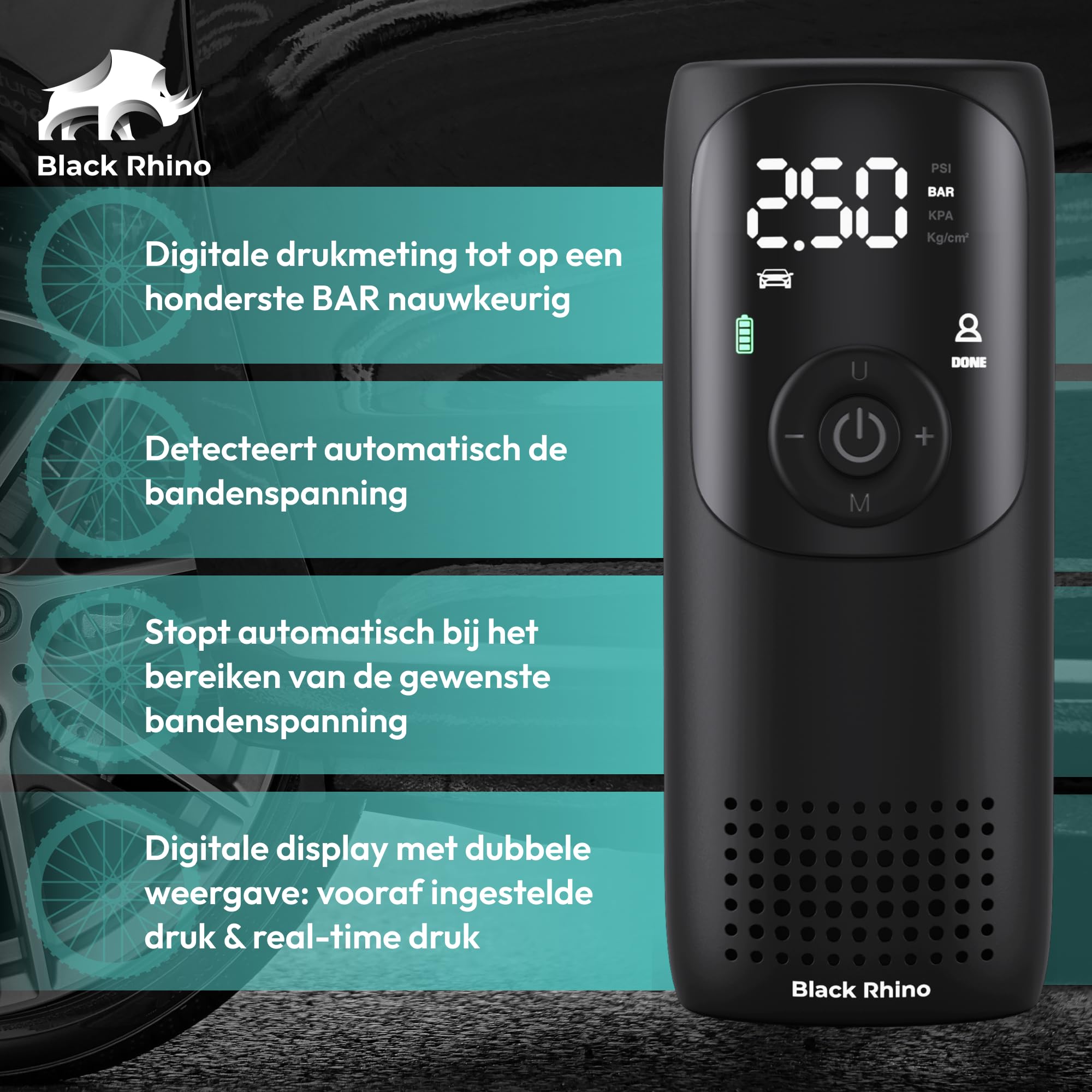 Black Rhino Compressor - Draagbare Luchtcompressor - Elektrische