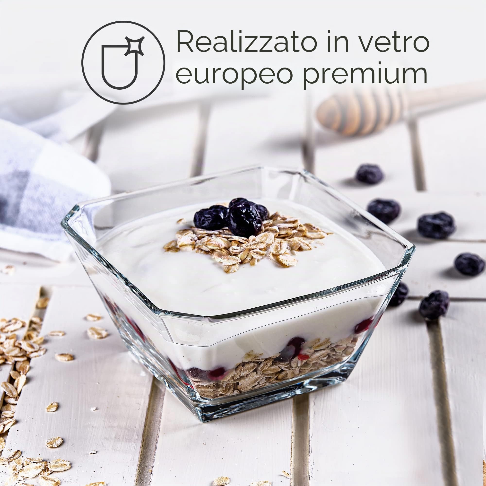 CRYSTALIA Premium Ciotole in Vetro Set 6, 300ml Senza Piombo - Insalatiere, Tazze da Dessert, Ciotole da Immersione per Snack, Salse, Caramelle e Frutta